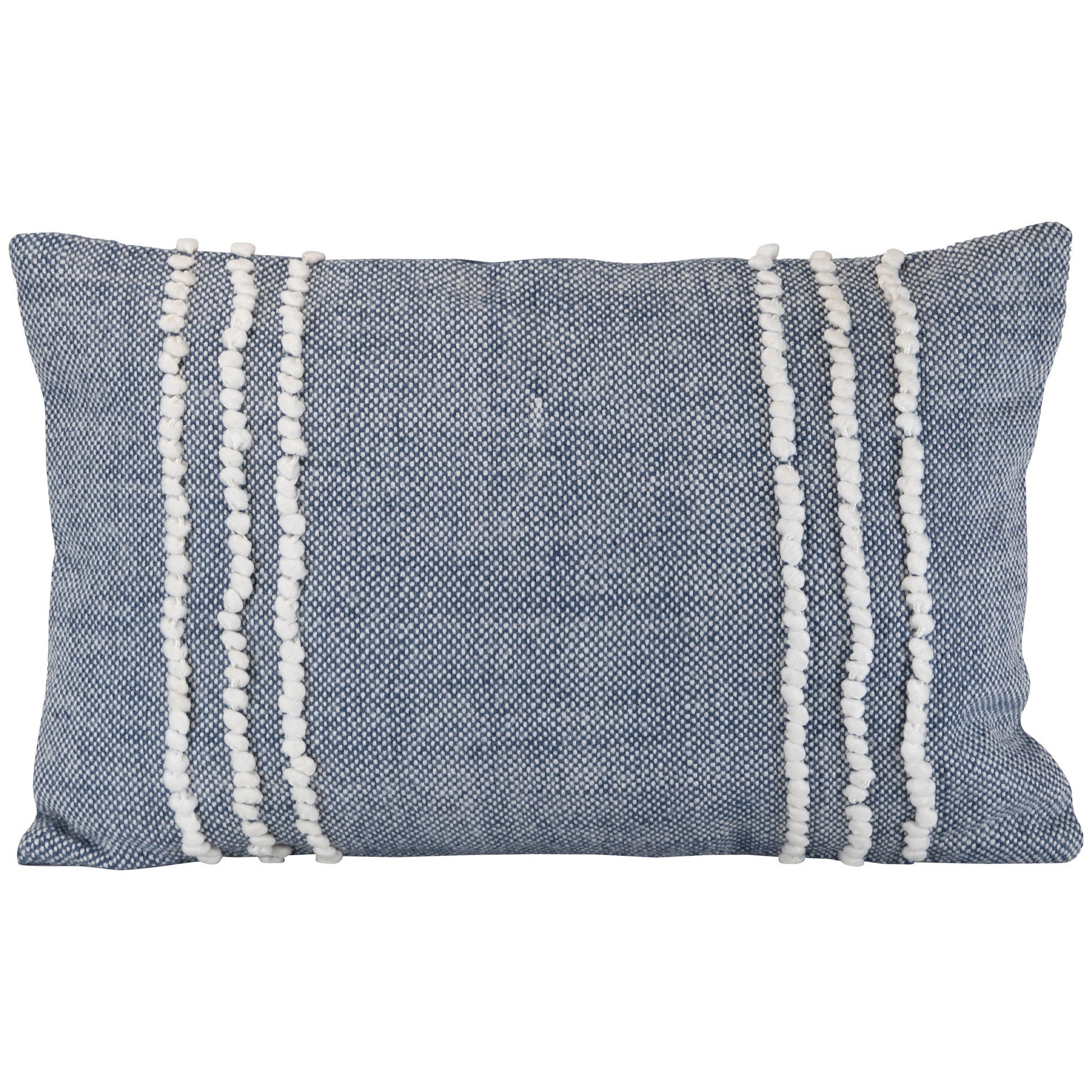 Foreside Home & Garden Blue Woven 14 x 22 inch Decorative Cotton Throw Pillow Cover with Insert and Hand Tied Tassels 